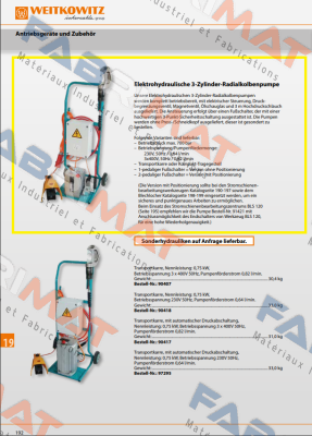 90413/E-Hydraulik auf Transportkarre, 230V, 50Hz, 0,64l/min WEITKOWITZ