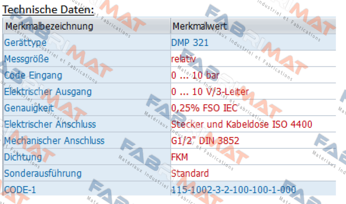 DMP 321 - 115-1002-3-2-100-100-1-000 Bd Sensors