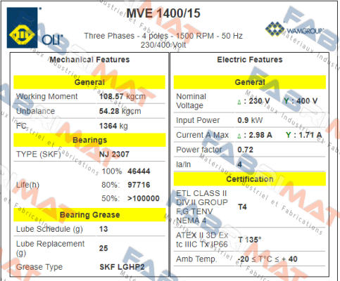 MVE 1400/15  Wam