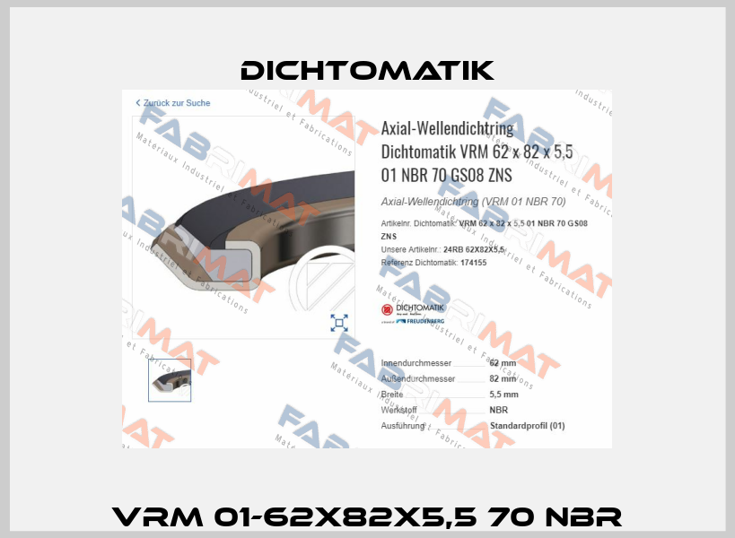 VRM 01-62x82x5,5 70 NBR Dichtomatik