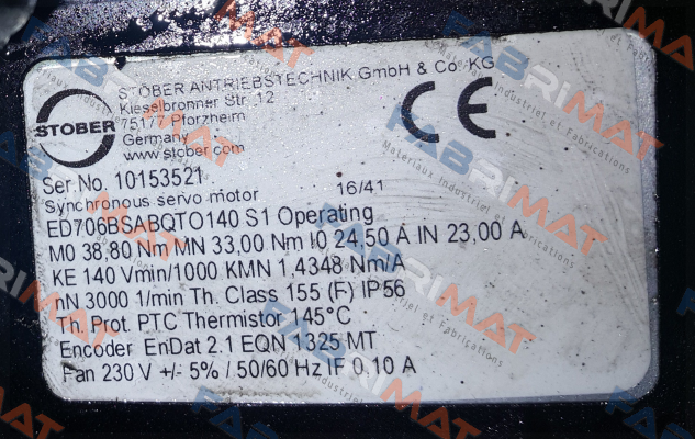 MV0000036173 , type ED706BSABQTO140 Stober