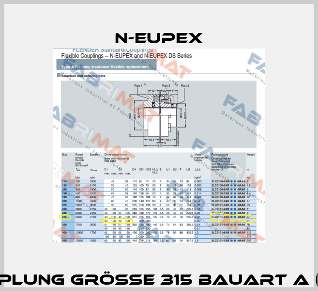 N-EUPEX Kupplung Größe 315 Bauart A (2230017706)  N-Eupex