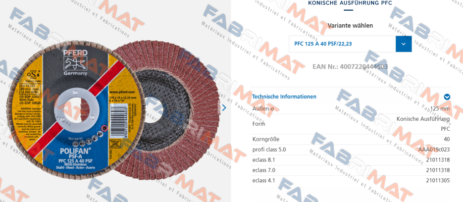 PFC 125 A 40 PSF  (Mat.Nr.67744125) (1 Pack = 10 pcs.)   Pferd