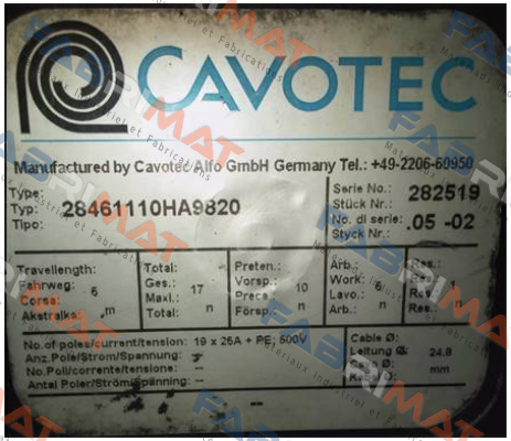 28461110HA9820 OEM  Cavotec