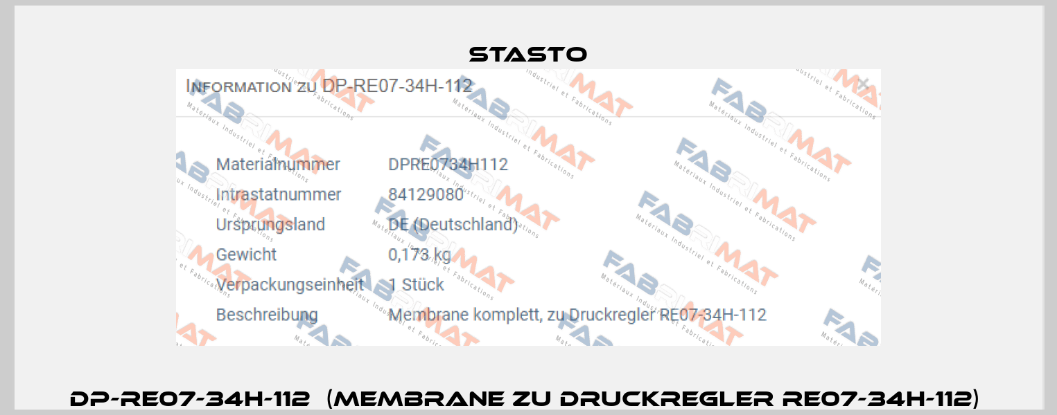 DP-RE07-34H-112  (Membrane zu Druckregler RE07-34H-112)  STASTO