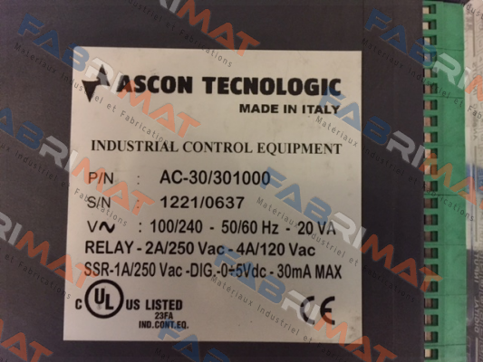 P/N AC-30/301000, SN:1221/0637  Ascon