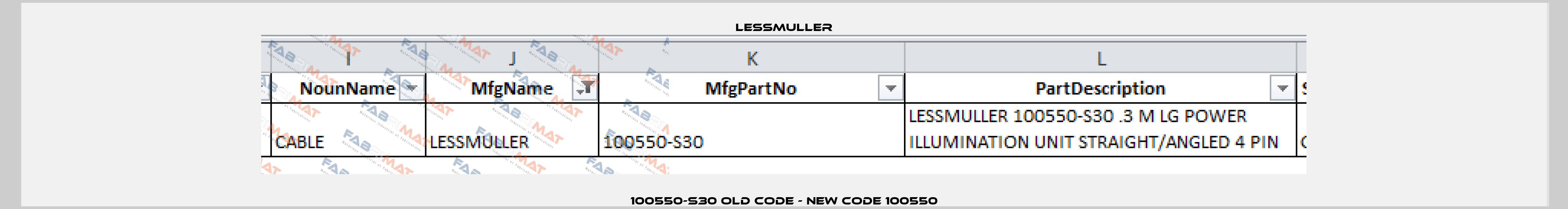 100550-S30 old code - new code 100550 LESSMULLER