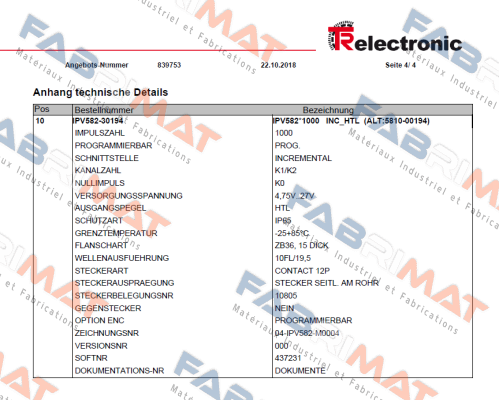 IPV582*1000 INC-HTL TR Electronic