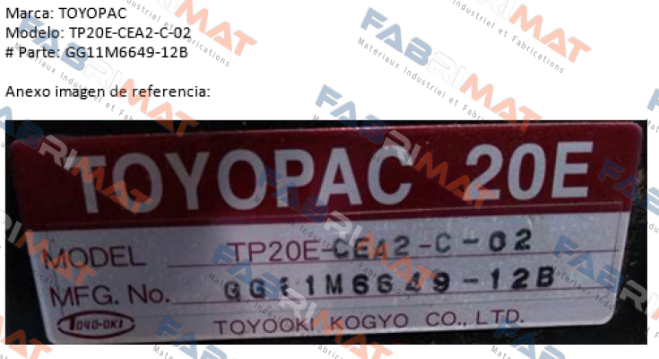 TP20E-CEA2-C-02 replaced by TP20E-CEA2-C-03 JTEKT FLUID POWER SYSTEMS CORPORATION (ex. Toyooki)