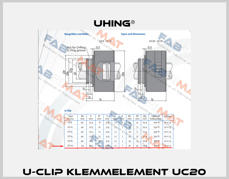 U-Clip Klemmelement UC20 Uhing®