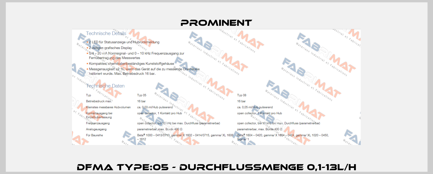 DFMA Type:05 - Durchflussmenge 0,1-13l/h ProMinent