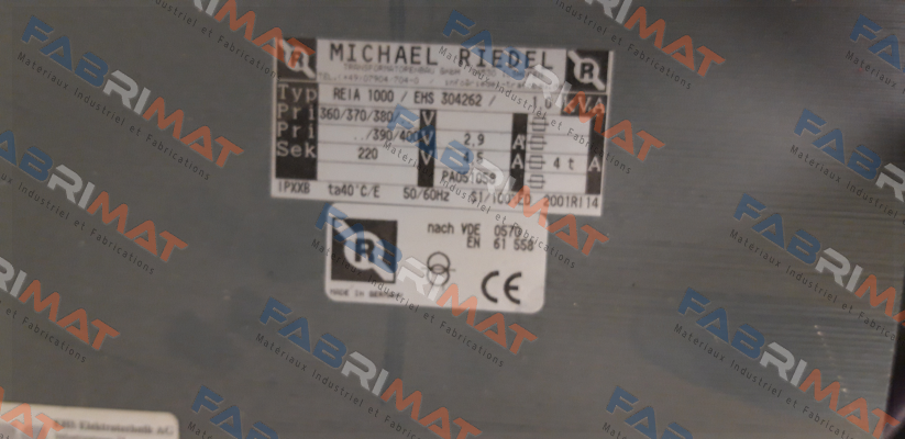 P/N: 0053/00000196 Type: REIA1000 1000VA IP00 Michael Riedel Transformatorenbau