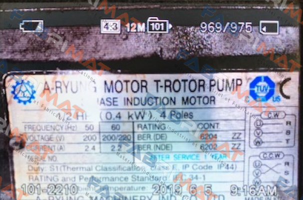 Motor for AMTP-400V-206HA(VB) A-Ryung