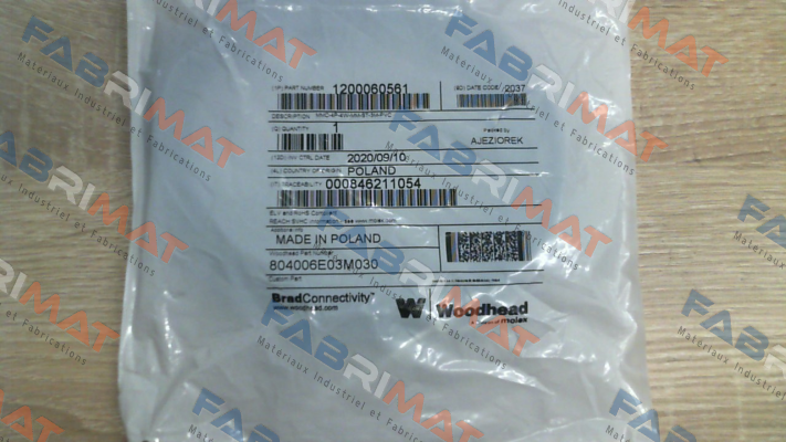 PN:1200060561 (804006E03M030), Type: MMC-4P-4W-MM-ST-3M-PVC Molex