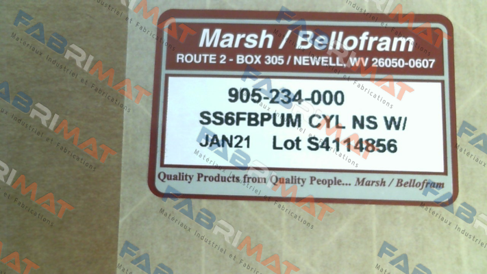 905-234-000   (CYLINDER: SS-6-F-BP-UM-NS ) Bellofram