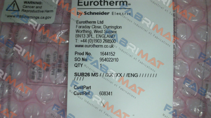 P/N: SUB26/MS//////ENG, Type: SUB26 Eurotherm