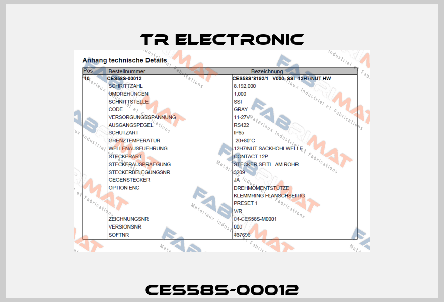 CES58S-00012 TR Electronic