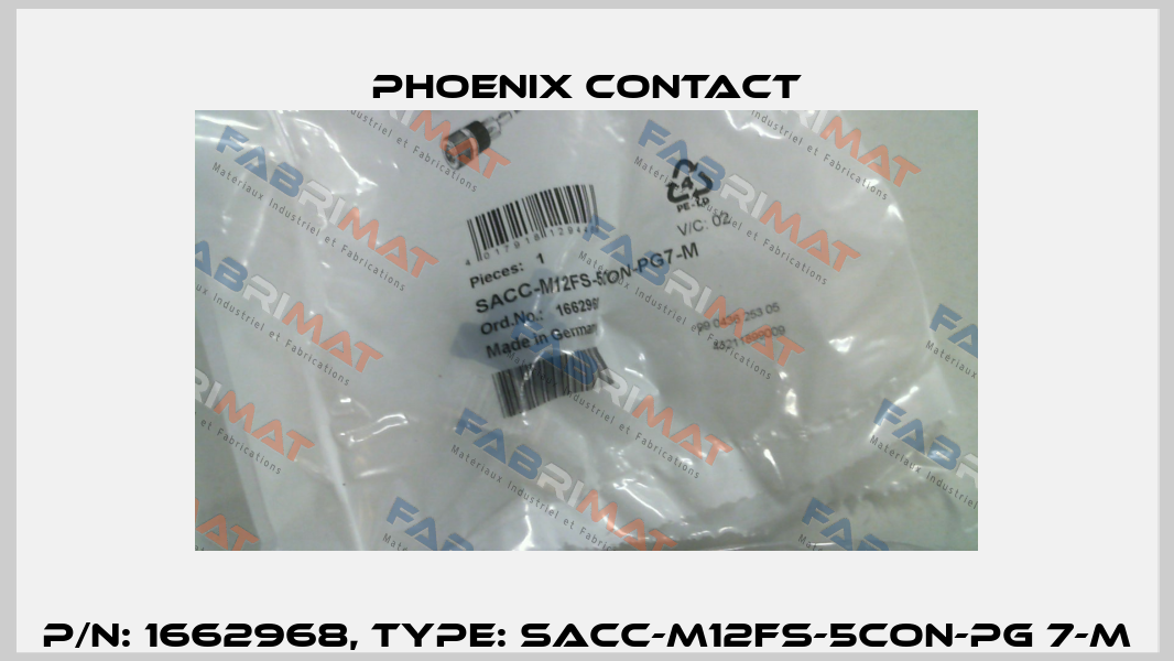p/n: 1662968, Type: SACC-M12FS-5CON-PG 7-M Phoenix Contact