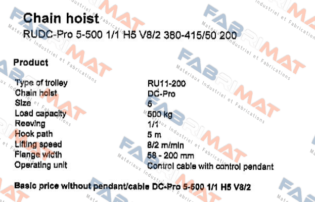 RUDC-Pro 5-500 1/1 H5 V8/2 380-415/50 200  Demag