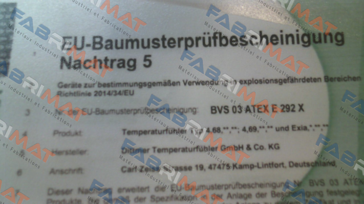 ATEX certificate Dittmer