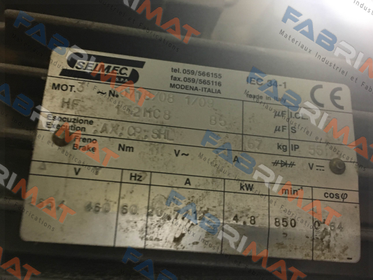HF132MC8B5 obsolete, replacement HB 132MC 8 230.400-50 B5 Seimec (Rossi)