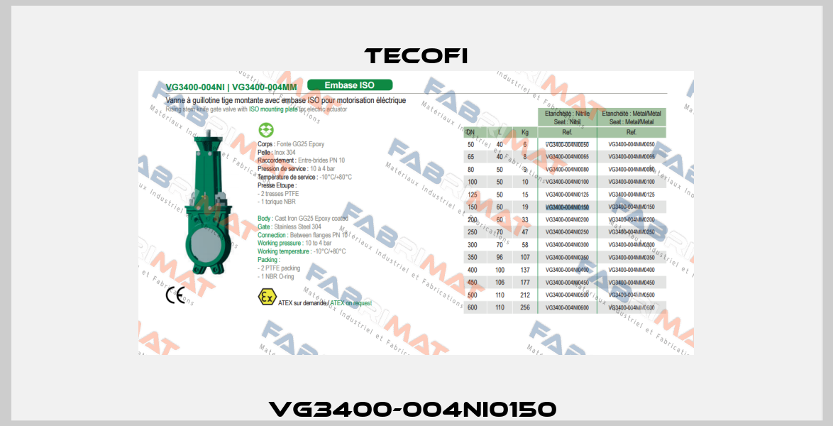 VG3400-004NI0150  Tecofi