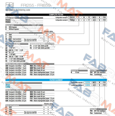 FRI-850-B-V-F1-XXX-N-S MP Filtri