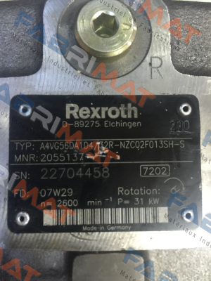 Part number: R902055137, A4VG56DA1D4/32R-NZC02F013SH-S Rexroth