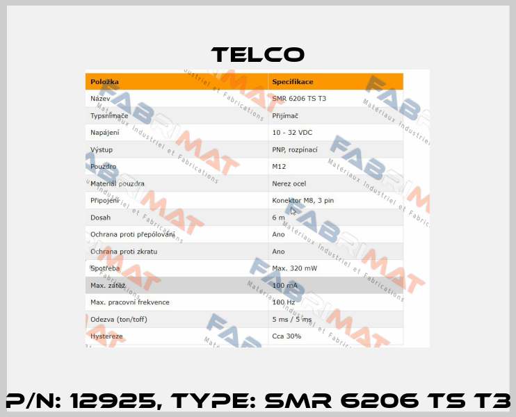 p/n: 12925, Type: SMR 6206 TS T3 Telco