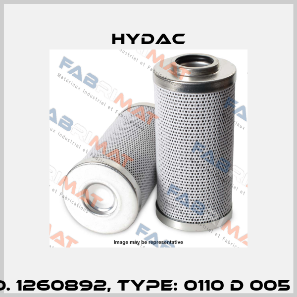 Mat No. 1260892, Type: 0110 D 005 BN4HC  Hydac