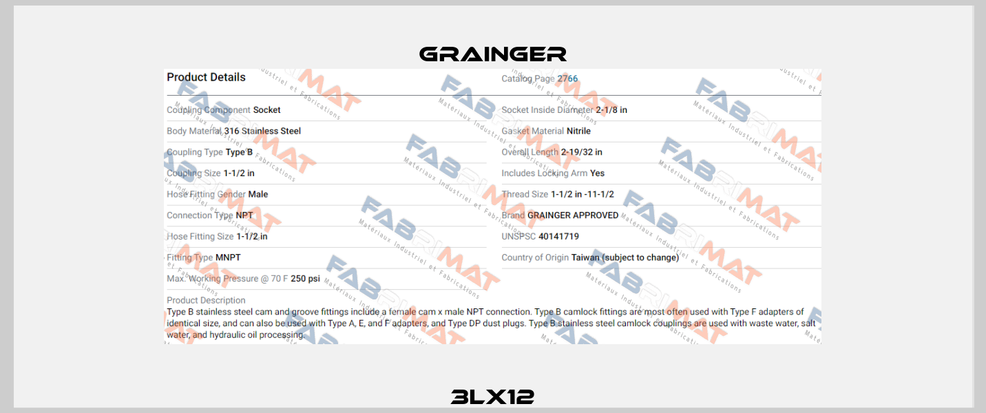 3LX12 Grainger